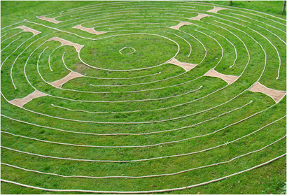 Chartres labyrint van touw en zeildoek