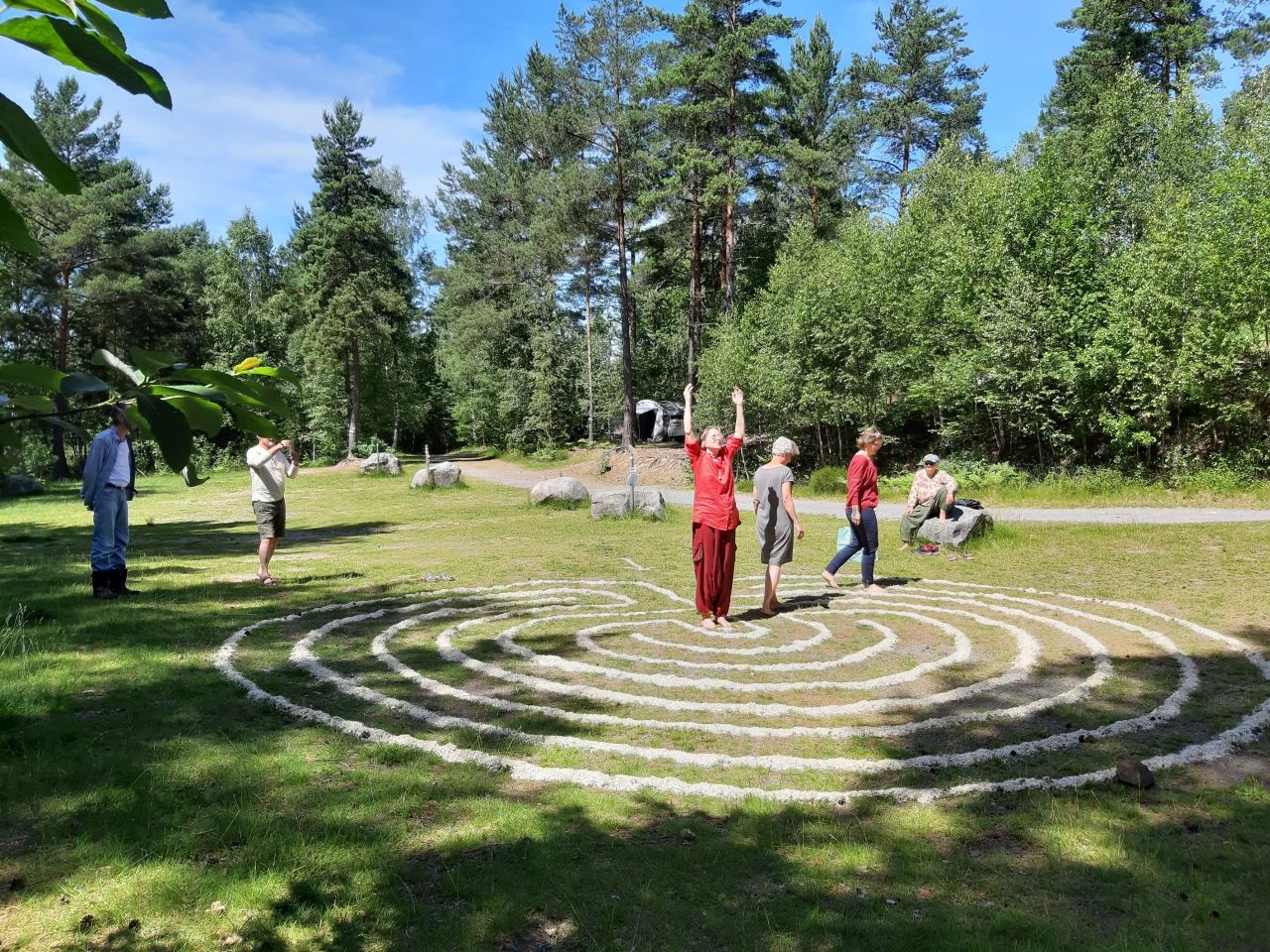labyrint in Zweden bij een workshop "het creeren en lopen van je eigen labyrint"